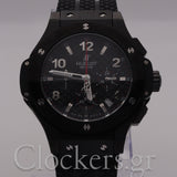 HUBLOT BIG BANG BLACK DIAL BLACK CASE BLACK RUBBER BRACELET